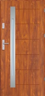 Drzwi zewnętrzne Torino Inox 56, 90 prawe, złoty dąb - Drzwi zewnętrzne - miniaturka - grafika 1