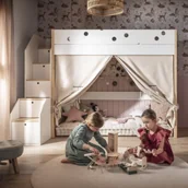 Łóżka dla dzieci i młodzieży - Łóżko piętrowe wysokie ze schodami dla dwójki Funflex - miniaturka - grafika 1