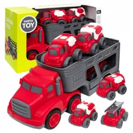 Samochody i pojazdy dla dzieci - Samochód Ciężarowy Laweta Dla Dzieci Tir Ciężarówka Zjeżdżalnia + 3 Pojazdy - miniaturka - grafika 1