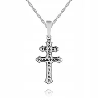 Biżuteria dla dzieci - 925 Srebrny łańcuszek krzyżyk DEDYKACJA 45cm S1K22 - miniaturka - grafika 1
