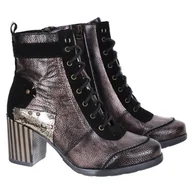 Botki damskie - Trzewiki damskie Maciejka 06127-01/00-7 CZARNY+ZŁOTO 36 - miniaturka - grafika 1