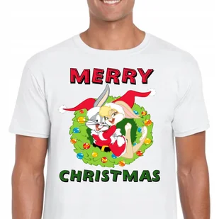 3368 ŚMIESZNA ŚWIĄTECZNA KOSZULKA LOONEY TUNES KRÓLIK BUGS LOLA MIKOŁAJ L - Koszulki męskie - miniaturka - grafika 1