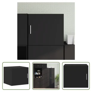 The Living Store Szafka ścienna czarna 45x42,5x40 cm materiał drewnopochodny - Szafki do salonu - miniaturka - grafika 1