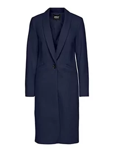 ONLY Damski płaszcz ONLEMMA Fitted OTW Coat, niebieski morski / szczegóły: SOLID, M (4 sztuki) - Płaszcze damskie - miniaturka - grafika 1