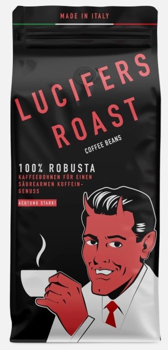 Lucifers Roast Kawa ziarnista Kiqo z Włoch -mocna 571mg kofeiny Robusta 1kg