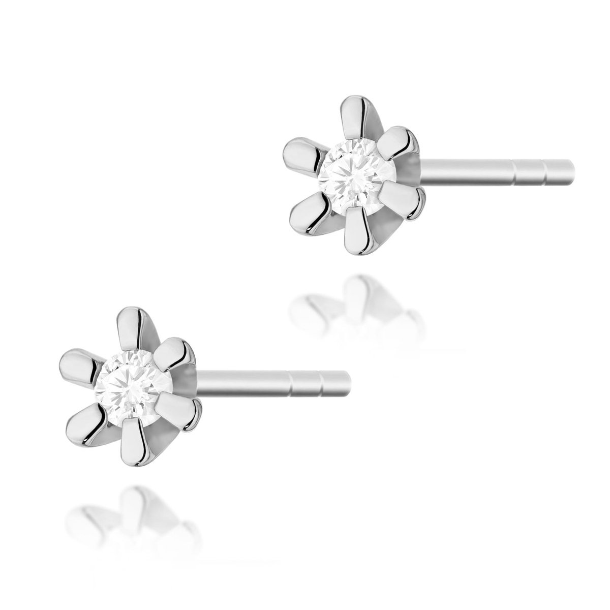 Złote kolczyki Diament 2 x 0,02ct białe złoto pr. 585