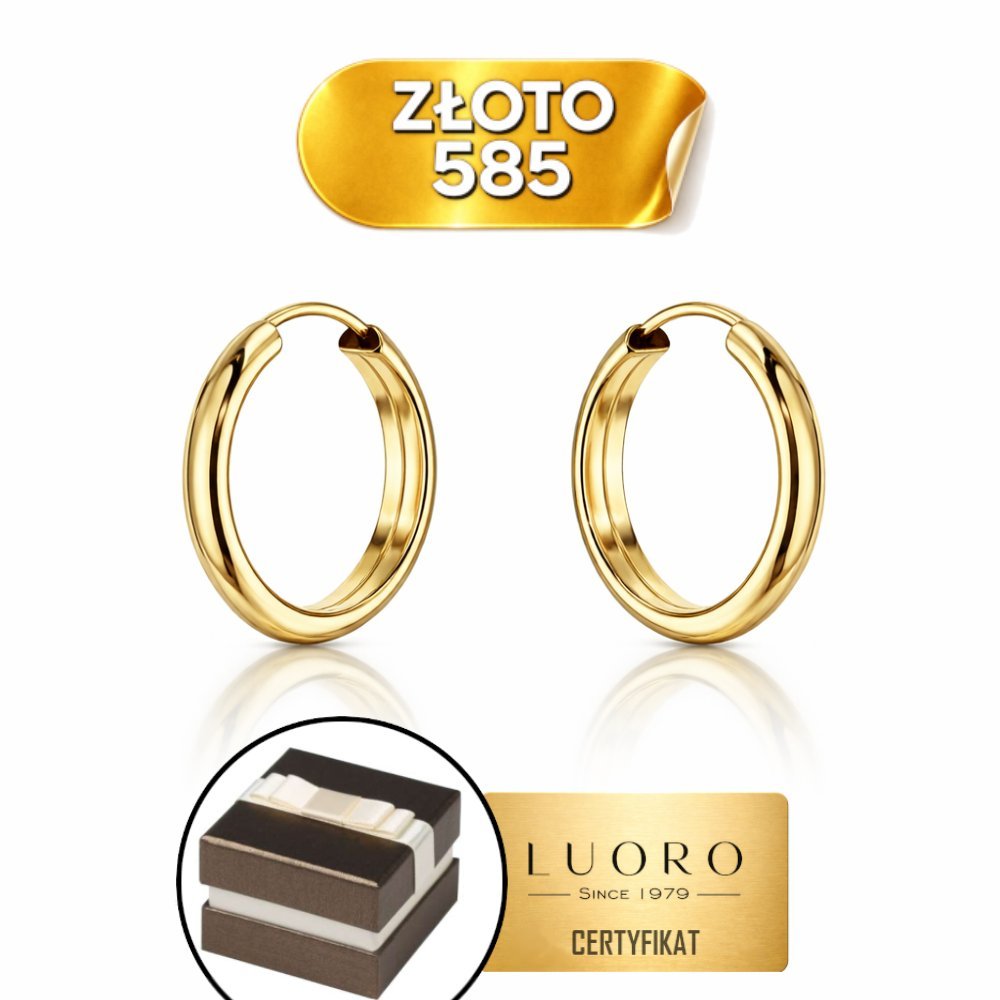 KOLCZYKI ZŁOTE 585 14K KÓŁKA 20 MM KREOLE LEKKIE ELEGANCKIE