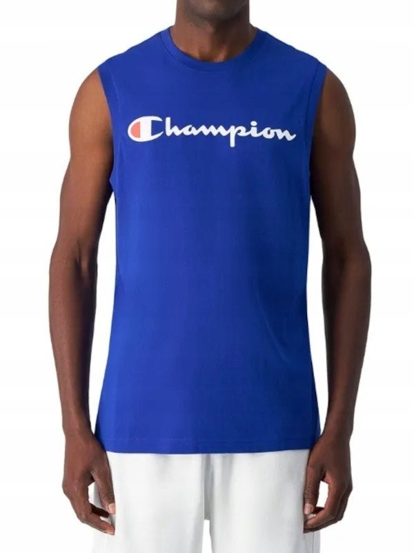 KOSZULKA męska CHAMPION bez rękawów 220778-BS008 sportowa granat bawełna XL XL