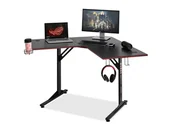 Biurka gamingowe - CZARNE BIURKO NAROŻNE DO GRANIA MADS C NA CZARNEJ PODSTAWIE - miniaturka - grafika 1