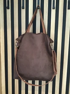 Torba na ramię XXL - ciemny brąz, karmel - Torebki damskie - miniaturka - grafika 1