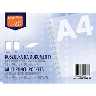 KOSZULKI KRYSTALICZNE A4 50 MIK. 100 SZTUK MYOFFICE - Koszulki na dokumenty - miniaturka - grafika 1