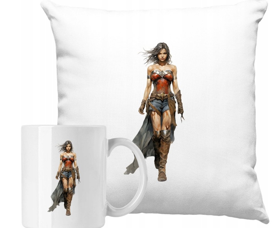 ZESTAW PODUSZKA + KUBEK Wonder Woman Marvel Pomysł Na Prezent +IMIĘ #2