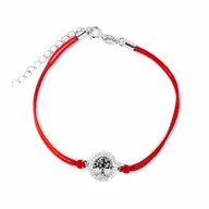 Bransoletki - Srebrna bransoletka 925 Drzewko Szczęścia II Czerwony Sznurek - miniaturka - grafika 1