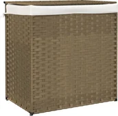 Kosze na bieliznę - vidaXL Kosz na pranie z 2 przegrodami 53x35x57 cm z polirattanu - miniaturka - grafika 1