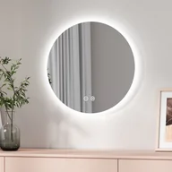 Lustra - Lustro łazienkowe EMKE LED okrągłe średnica 80 cm, lustro łazienkowe z regulowanym oświetleniem, zimne białe, neutralne, ciepłe oświetlenie, lustro ścienne z przełącznikiem dotykowym - miniaturka - grafika 1