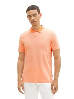 Koszulki męskie - TOM TAILOR Męska koszulka polo z paskami, 31994 - Melon Orange White Stripe, M - grafika 1