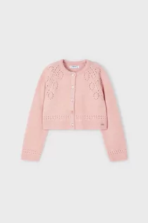 Swetry dla dziewczynek - Mayoral kardigan z domieszką wełny dziecięcy kolor różowy lekki - grafika 1