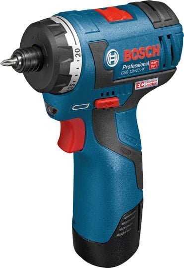 Bosch cordless drill GSR 12V-20 Professional HX 12V blue black L-BOXX 2x Li-ion battery pack 3.0Ah