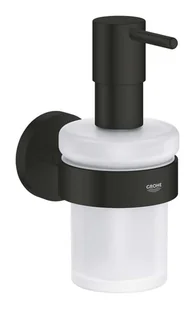 Grohe QuickFix Start - Dozownik mydła z uchwytem, szkło/czarny mat 411952430 - Mydelniczki i dozowniki mydła - miniaturka - grafika 1