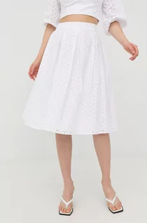 Spódnice - Guess Marciano spódnica bawełniana kolor biały midi rozkloszowana - grafika 1