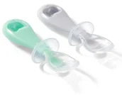 Sztućce dla dzieci - Łyżeczka Do Karmienia Silikonowa Zabezpieczenie Szara- Mięta 2 Szt. Babyono - miniaturka - grafika 1