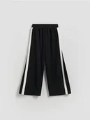 Spodnie i spodenki dla dziewczynek - Reserved - Spodnie dresowe z lampasami - czarny - miniaturka - grafika 1