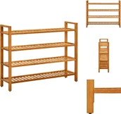 Szafki na buty - vidaXL Stojak na buty z 4 półkami 100x27x80 cm lity dąb - Stojaki i szafki na buty - miniaturka - grafika 1