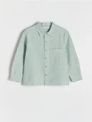 Bluzki dla chłopców - Reserved - Koszula oversize w paski - beżowy - miniaturka - grafika 1