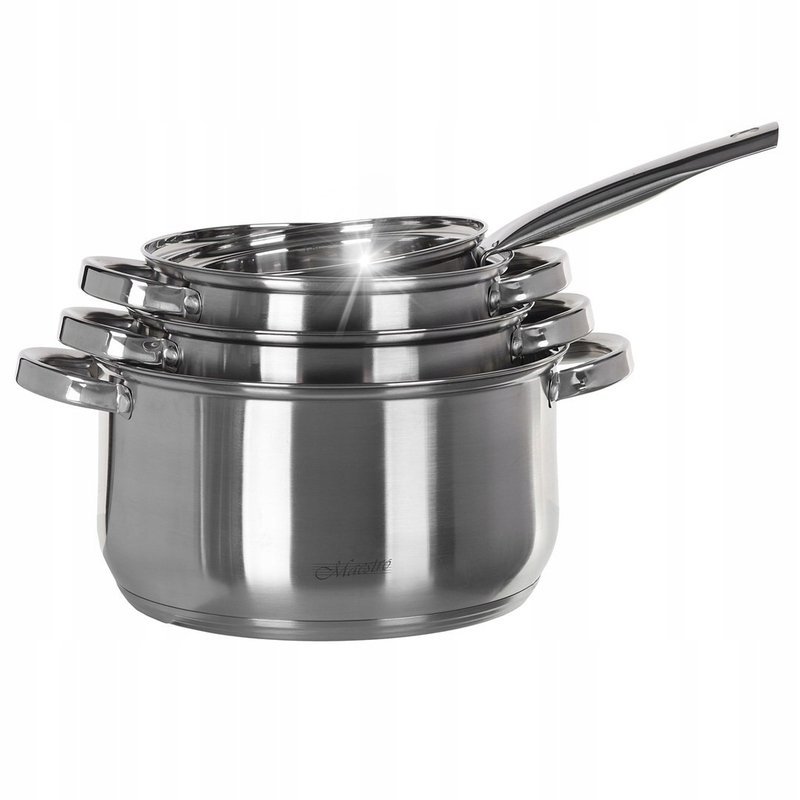 ZESTAW KOMPLET GARNKÓW STALOWYCH 9EL GAZ INDUKCJA