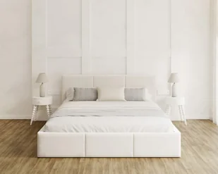 Łóżko tapicerowane FRESIA z pojemnikiem i stelażem podnoszonym - 140x200 - PARIS - White - Łóżka - miniaturka - grafika 1