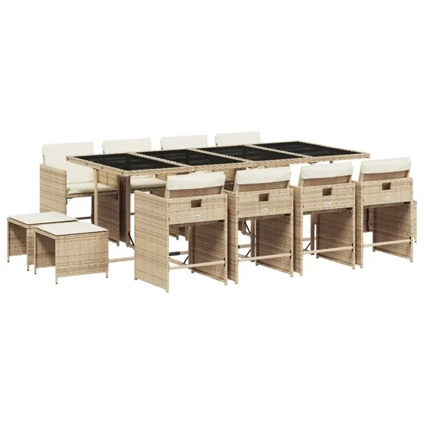 Zestaw mebli ogrodowych rattan PE beżowy 220x106x73 cm