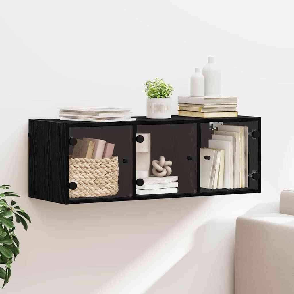 vidaXL vidaXL Szafka ścienna Montowane na ścianie Czarny Dąb 102 x 37 x 35 cm