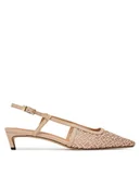 Sandały damskie - Tommy Hilfiger Sandały Mono Squared Toe Kitten Slingb FW0FW08746 Beżowy - miniaturka - grafika 1