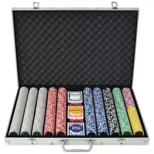 VidaXL Zestaw do gry w pokera 1000 żetonów laserowych, aluminium - Zestawy do pokera - miniaturka - grafika 1