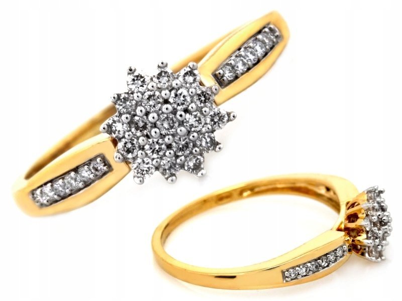 Elegancki pierścionek złoty 585 14kt z brylantami 0.25ct 2.18g na prezent