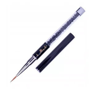 Molly Lac Pędzel pędzelek do zdobień z włosia naturalnego czarny z cyrkoniami MollyLac Art Pro Brush 13mm Nr 4 - Akcesoria do paznokci - miniaturka - grafika 1