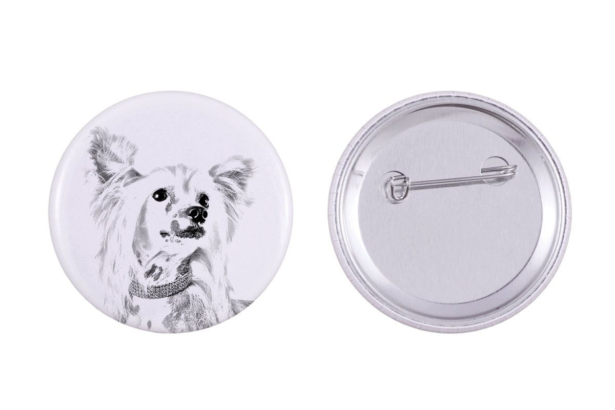 Grzywacz Chiński - przypinka z twoim psem, dodaj własne foto, marka Art-Dog