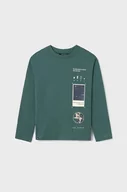 Bluzki dla chłopców - Mayoral longsleeve bawełniany dziecięcy kolor zielony z nadrukiem - miniaturka - grafika 1