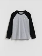 Bluzki dla chłopców - Reserved - Bawełniany longsleeve - czarny - miniaturka - grafika 1