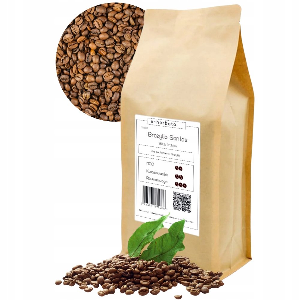 Kawa Ziarnista Arabica Kruche Ciastko Brazylia Santos Do Ekspresu 1KG