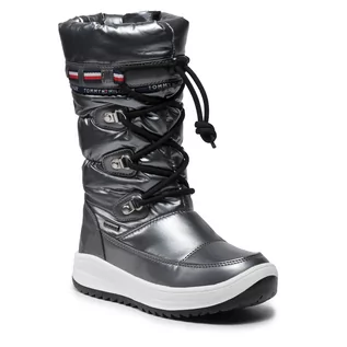 Śniegowce damskie - Tommy Hilfiger Śniegowce Snow Boot T3A6-32035-1240 M Dark Silver 918 - grafika 1