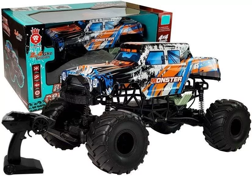 LEANToys Auto Terenowe Zdalnie Sterowane 2.4G 4x4 Pomarańczowe 57cm