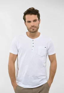 T-shirt z rozpinanym dekoltem T-HUBRIS - Koszulki męskie - miniaturka - grafika 1