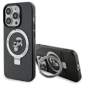 Etui i futerały do telefonów - Karl Lagerfeld KLHMP15LHMRSKCK iPhone 15 Pro 6.1" czarny/black hardcase Ring Stand Karl&Choupettte MagSafe - miniaturka - grafika 1