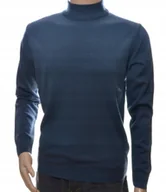 Swetry męskie - Sweter męski ze stójką z półgolfem półgolf z wełny wełniany 4XL indygo 504 - miniaturka - grafika 1