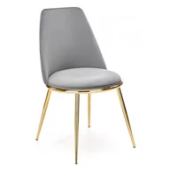 Krzesła - Szare tapicerowane welurem krzesło glamour - Gasso - miniaturka - grafika 1