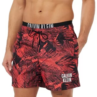 Paski - Calvin Klein Męski średni podwójny pasek z nadrukiem Wb, Ip Palm Kolaż Czerwony Aop, L - grafika 1