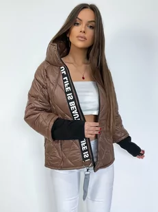 JESIENNA KURTKA PIKOWANA BEAUTY ZE STÓJKĄ I OZDOBNĄ TAŚMĄ  - CZEKOLADA BRĄZ - Freedom - Kurtki damskie - miniaturka - grafika 1