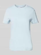 Koszulki i topy damskie - T-shirt z prążkowanym okrągłym dekoltem - miniaturka - grafika 1