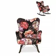 Fotele - Fotel bujany uszak skandynawski Luna Print Kwiaty - miniaturka - grafika 1